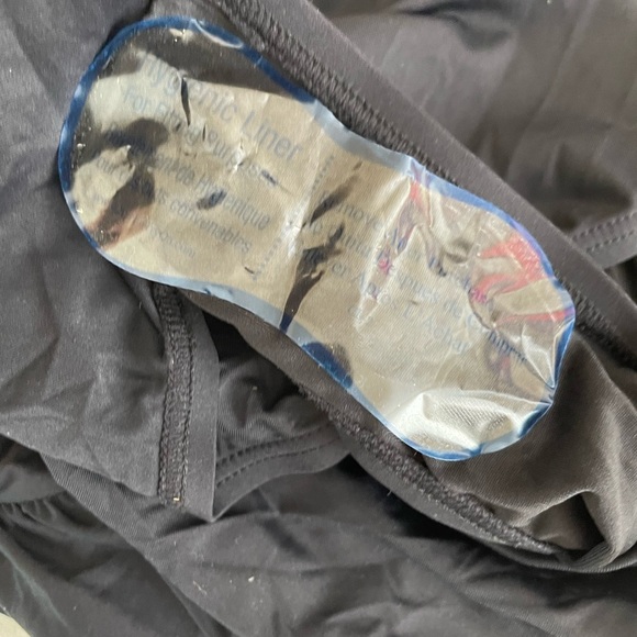 Michael Kors Black Halter Logo MK One Piece Ruched Swimsuit Sz 12 Large Bandeau - Picture 8 of 10